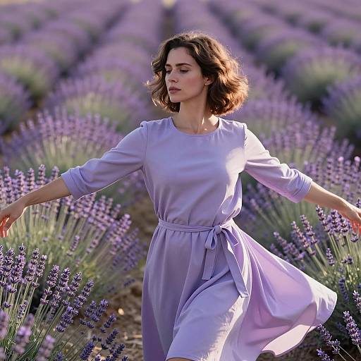 Woman Dancing in Lavender Field