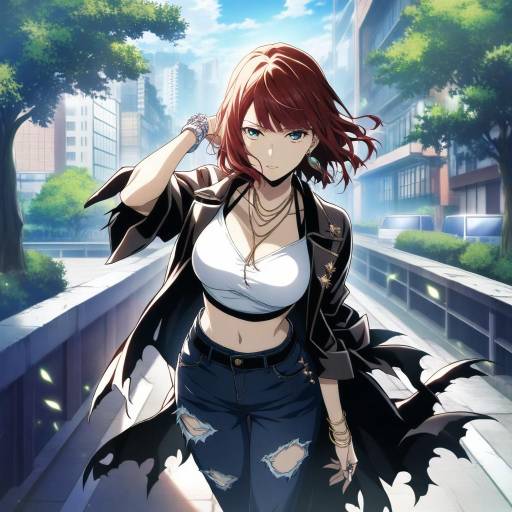 Stylish Girl in City Park Setting