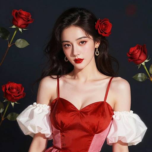 Digital Portrait of Elegant Asian Woman