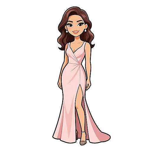 Elegant Woman in Rose Gown