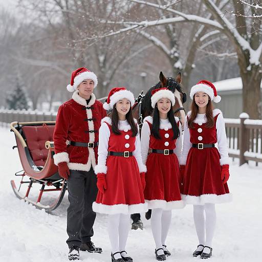 Festive Winter Scene with Christmas Attire