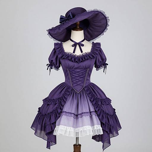 Elegant Purple Lyrical Costume with Hat