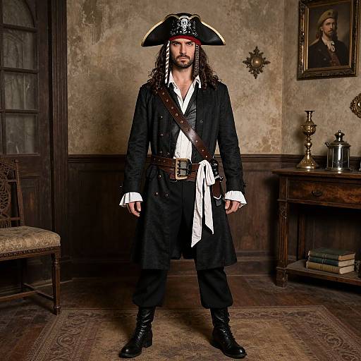 Pirate Night Costume in Black Coat