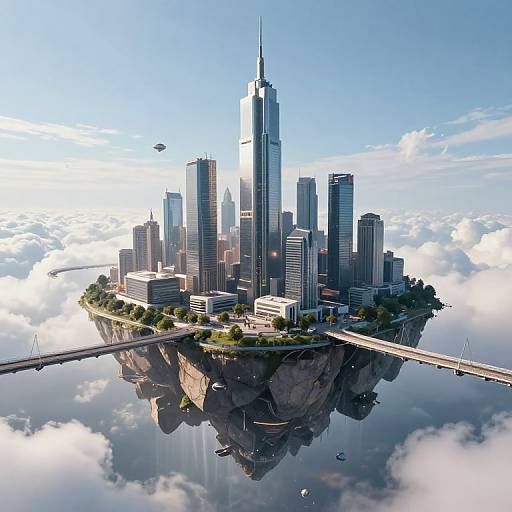 Futuristic Metropolis on Floating Island