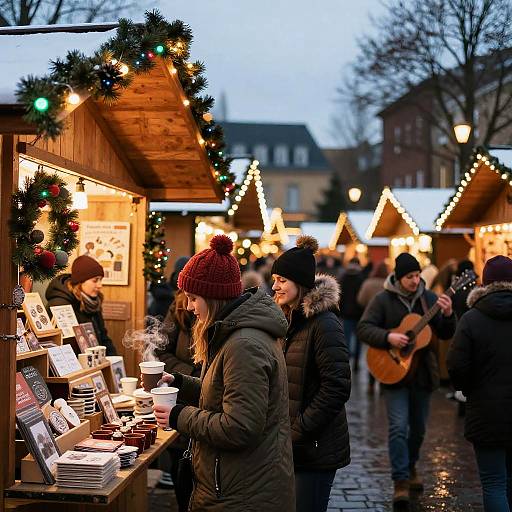 Festive Holiday Market at Dusk