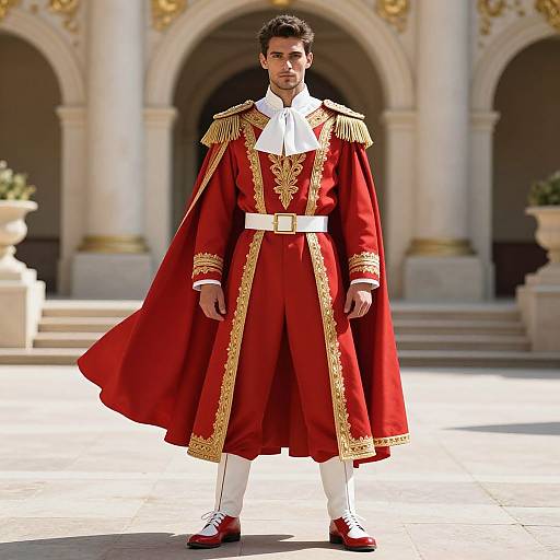 Regal Male in Ornate Red Outfit