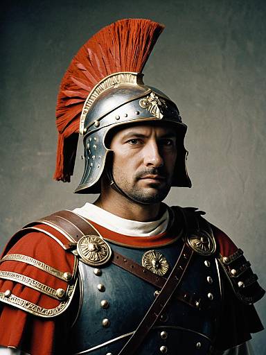Portrait of Man in Roman Soldier Costume