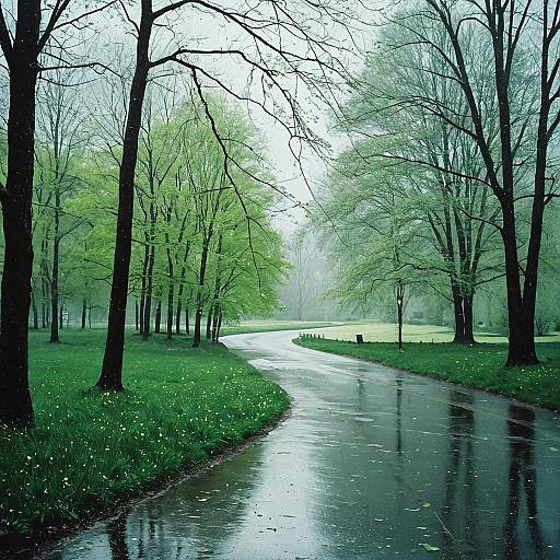 Rainy Spring Afternoon in Park