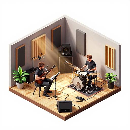 Isometric Music Studio Band Scene
