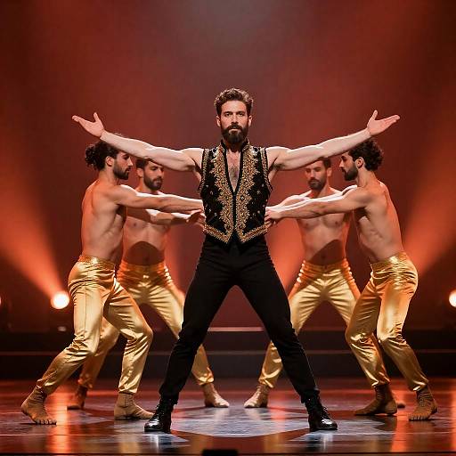 Bearded Lead with Gold-Pants Ensemble