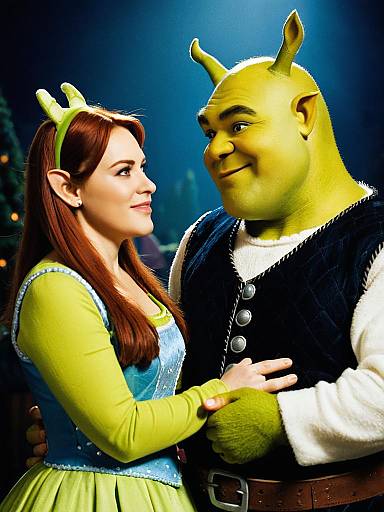 Couple in Shrek and Fiona Costumes