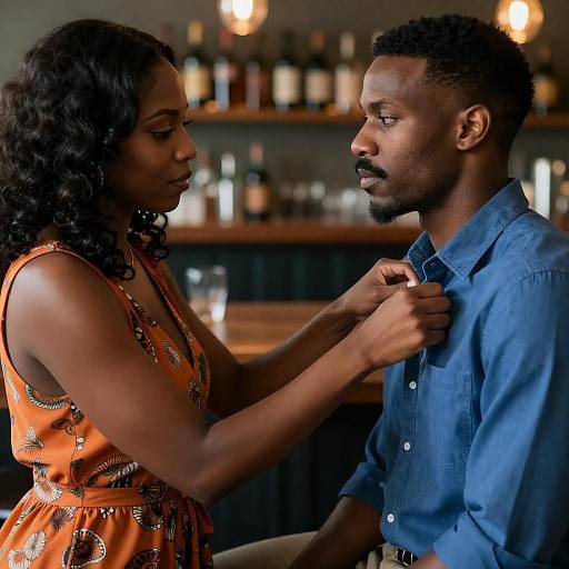 Intimate Moment Between Couple at Bar