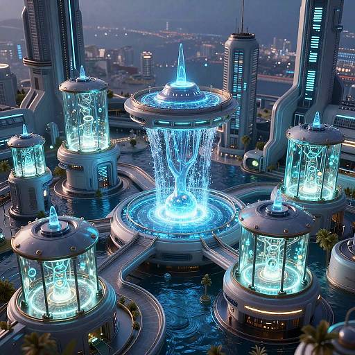 Futuristic Bioluminescent Ocean Colonies