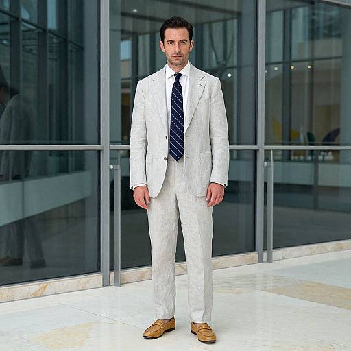 Confident Man in Elegant Linen Suit