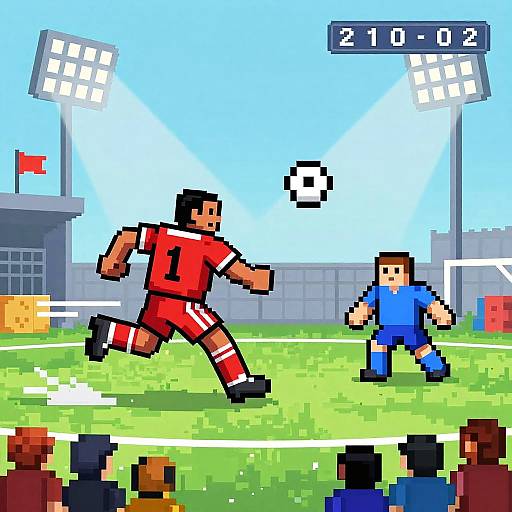 Eric Cantona Pixel Art Soccer Scene