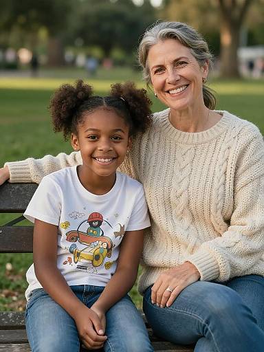 Relaxed Mother and Daughter Park Portrait