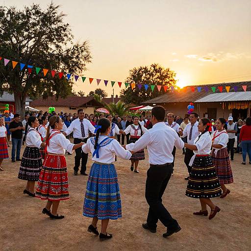 Vibrant Village Festival at Sunset