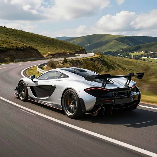 Futuristic Sports Car Speeding Down Road
