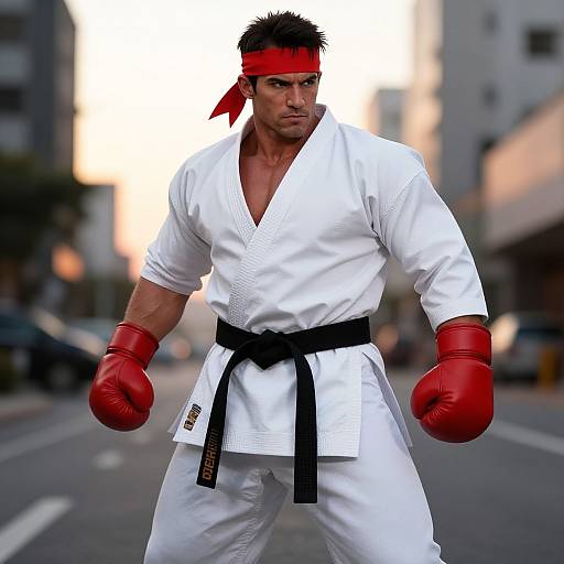 Muscular Ryu Cosplay Street Fighter Pose