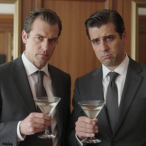 Men in Suits Enjoying Martinis