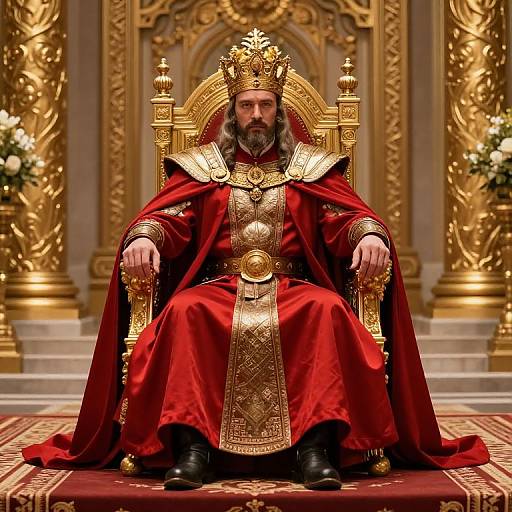 Regal King on Ornate Throne
