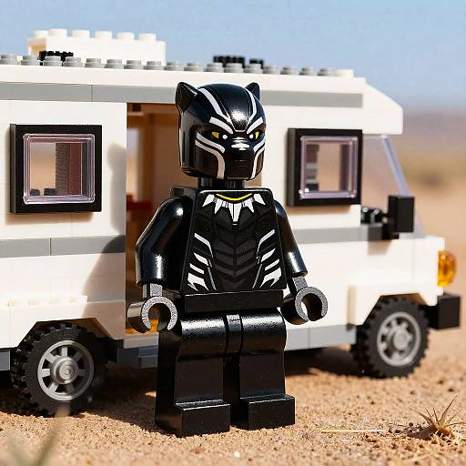 Realistic LEGO Black Panther Desert Scene