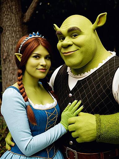 Couple in Shrek and Fiona Costumes