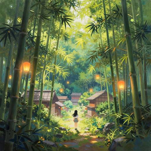 Anime Style Luminous Bamboo Grove