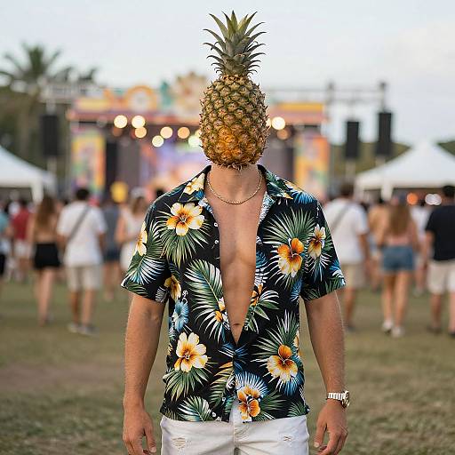 Tropical Festival Man in Pineapple Shirt