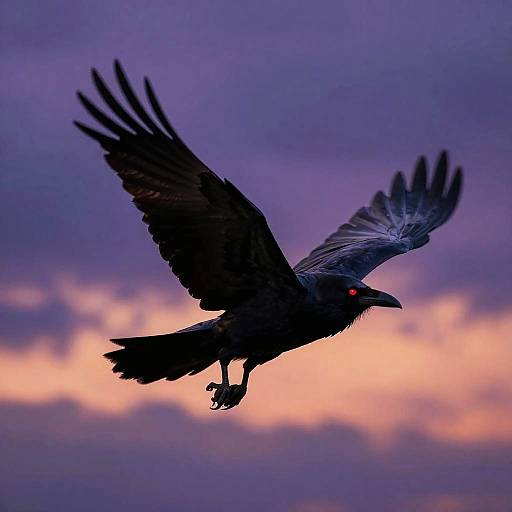 Mystical Raven Soaring at Twilight