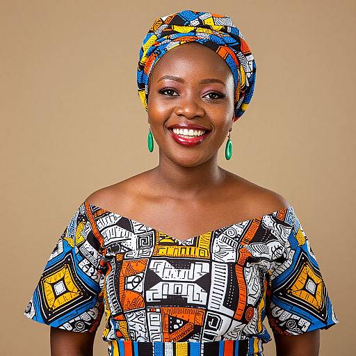 Joyful Woman in Vibrant Ndebele Attire