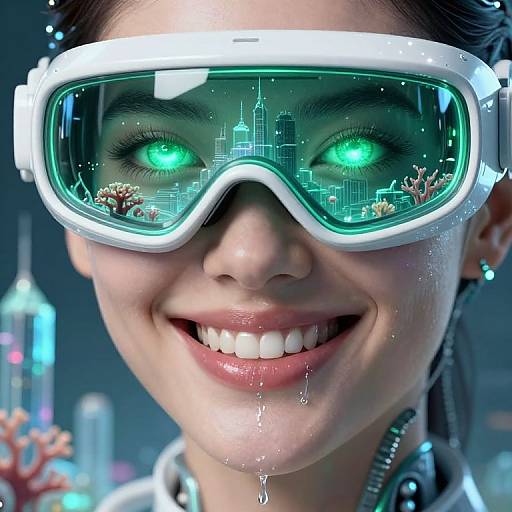 Cybernetic Seductress with Ocean City Reflection