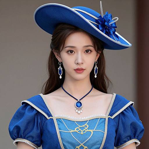 Realistic Blue Gown Girl Portrait