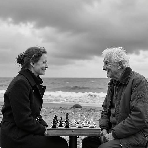 Serene Chess Game by the Sea