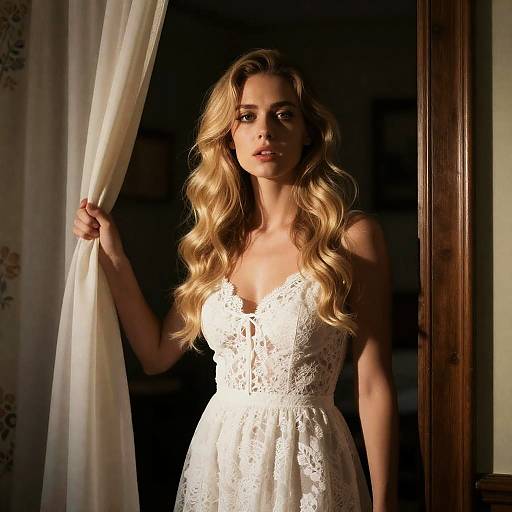 Ethereal Woman in Lace Dress