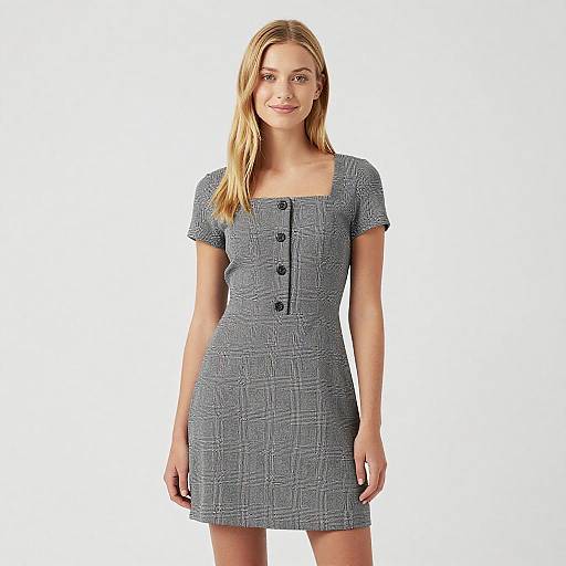 Young Woman in Checkered Dress