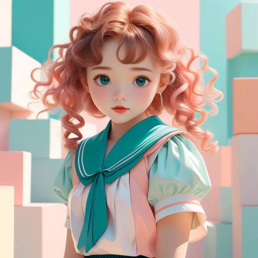 Playful Anime Girl in Pastel Colors