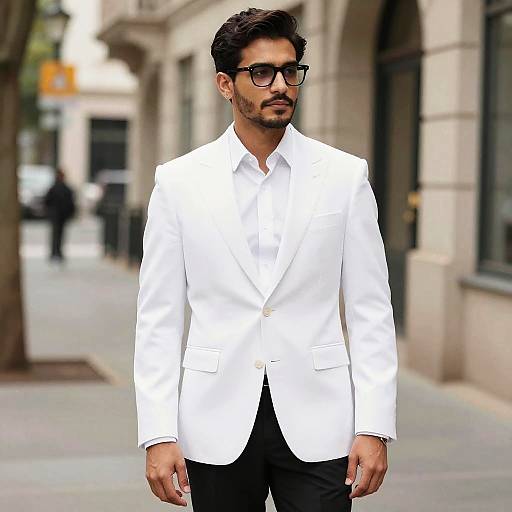 Man in White Suit and Glasses