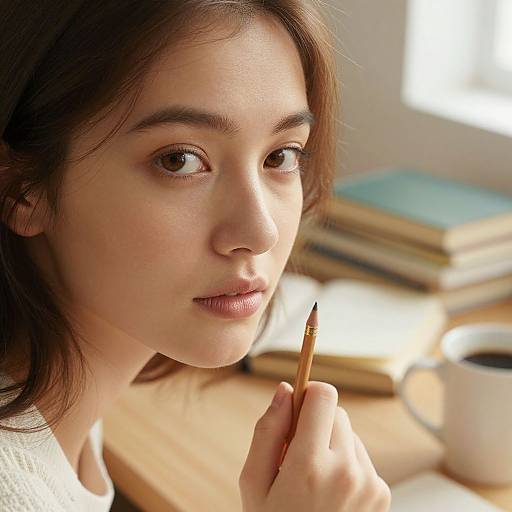 Young Woman in Cozy Home Office