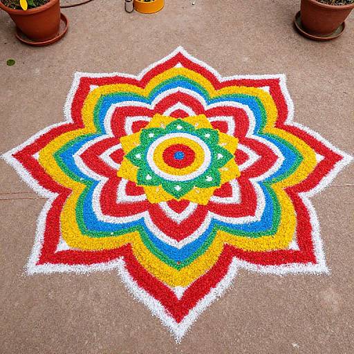 Colorful Symmetrical Rangoli Floral Design