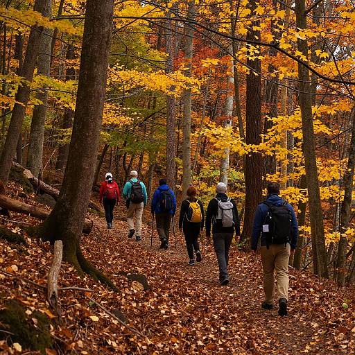 Autumn Forest Hike with Golden Leaves