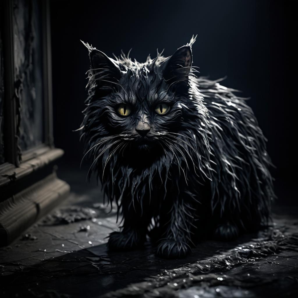 Eerie Decay: Gothic Cat Portrait