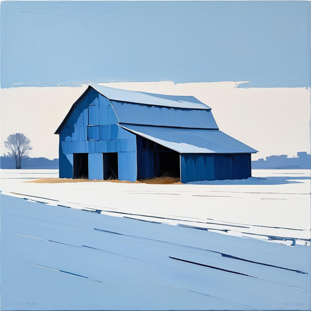 Winter Blues: Minimalist Barn in Abstract