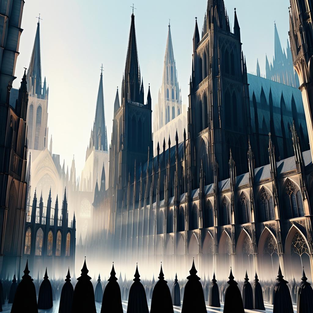 Gothic Cathedral Collage with Movement