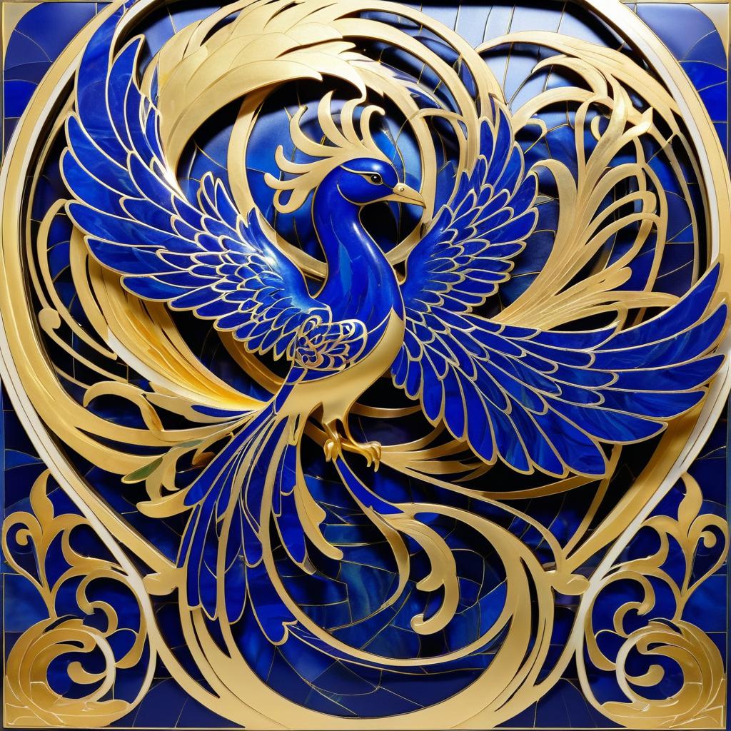 Dynamic Art Nouveau Phoenix in Motion