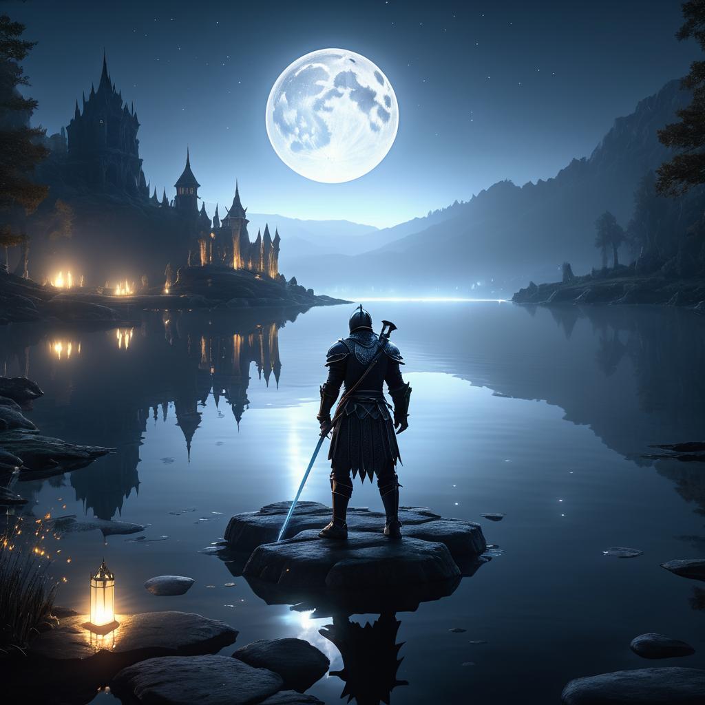 Knight by the Moonlit Lakeside