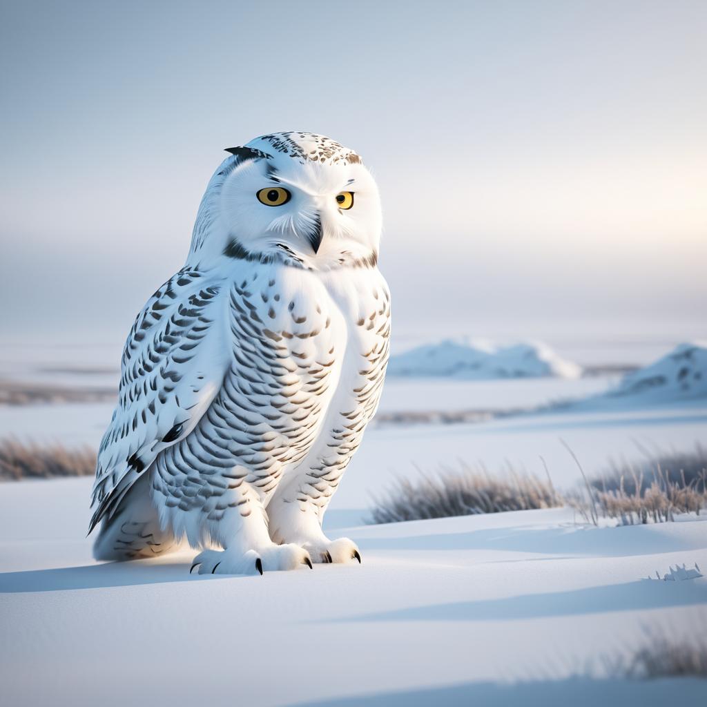 Snowy Owl in Arctic Tundra Scene