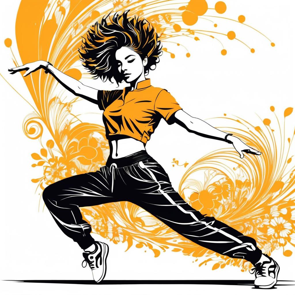 Dynamic Breakdancer Amidst Marigolds