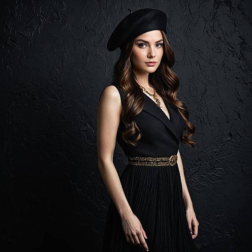 Amber-Eyed Woman in Black Dress