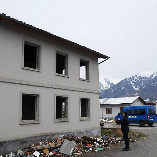 Desolate Building Scene with Gesture